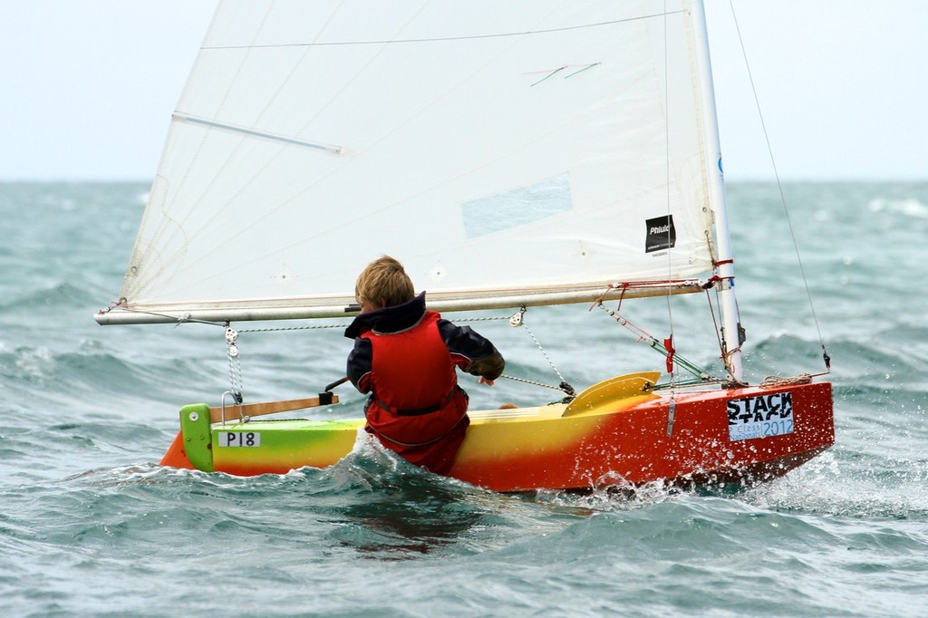 At just 9 years old and 35kgs, this sailor was the youngest in the regatta - Final Race, 2012 Stack P class Tauranga Cup, Murray’s Bay © Richard Gladwell www.photosport.co.nz